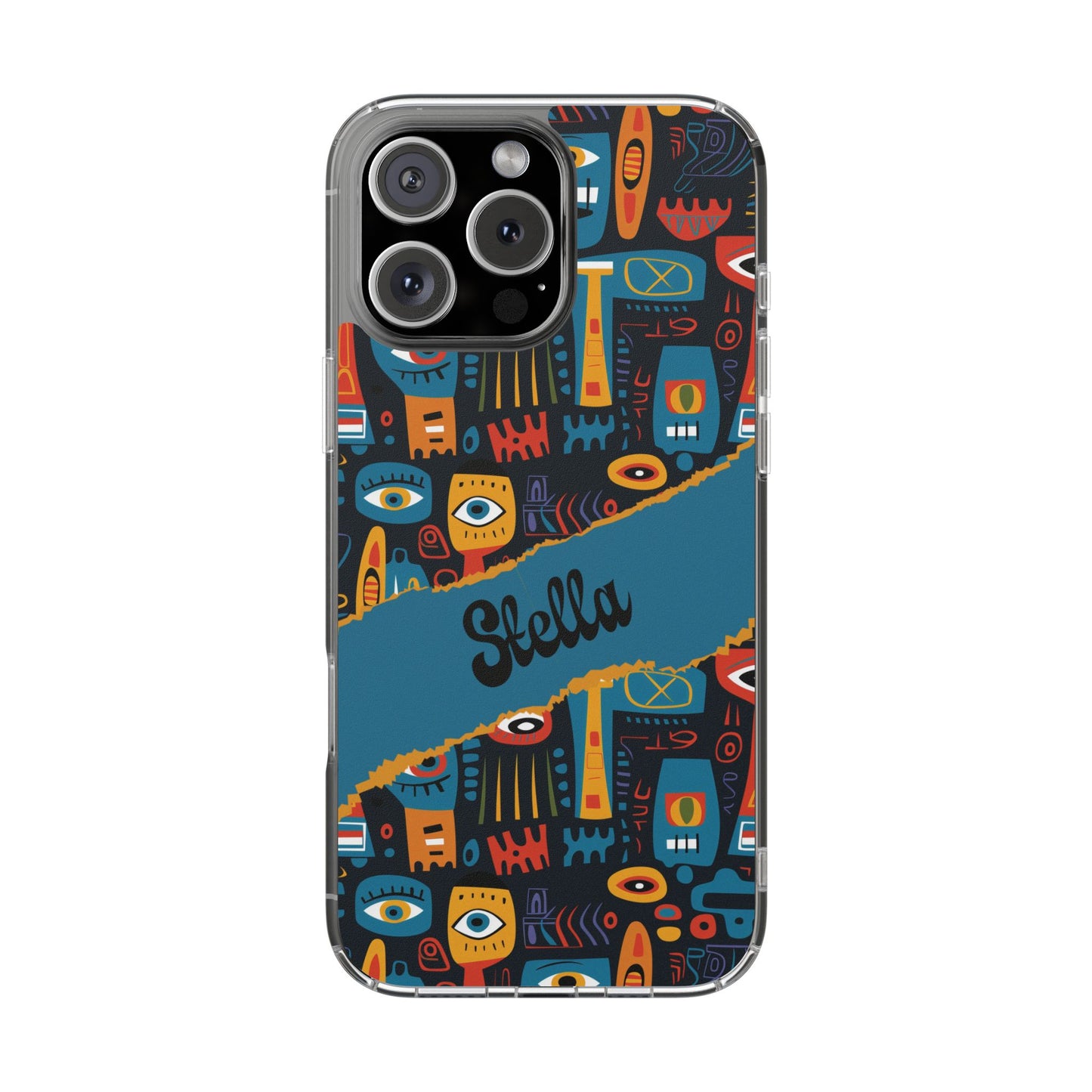 Phone Case — Colorful Abstract Faces Clear Impact-Resistant Case