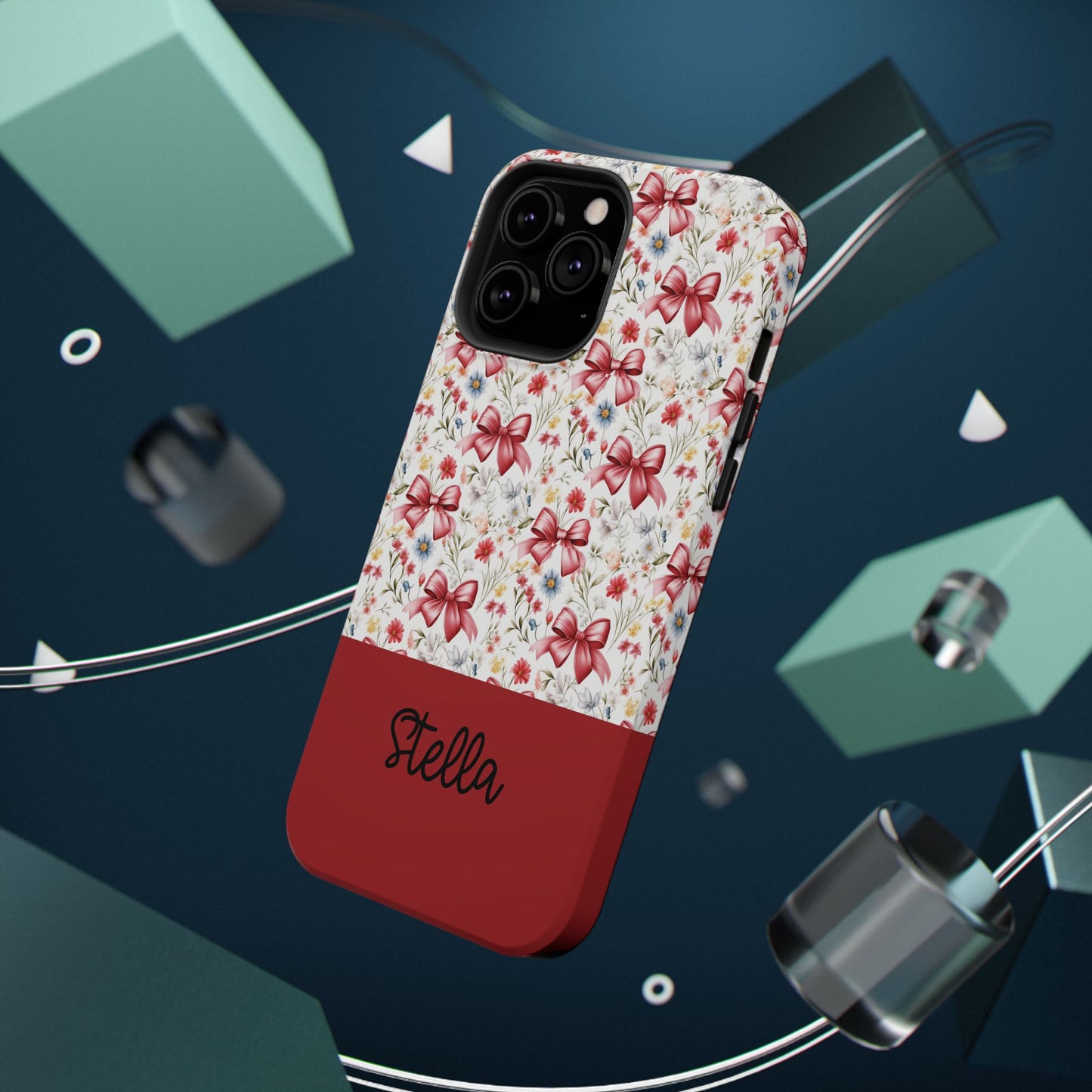 Personalized Rosette Coquette Floral Bow iPhone and Samsung Impact-Resistant Case — Custom Name Case