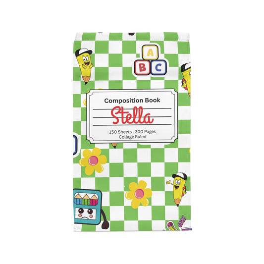 Custom Green SchoolYard Chic Composition Book Inspired Stylish Polyester Lunch Box for Kids - Perfect for School, Picnics, or Snacks | Personalized ABC Design, Back to School, Family [...]