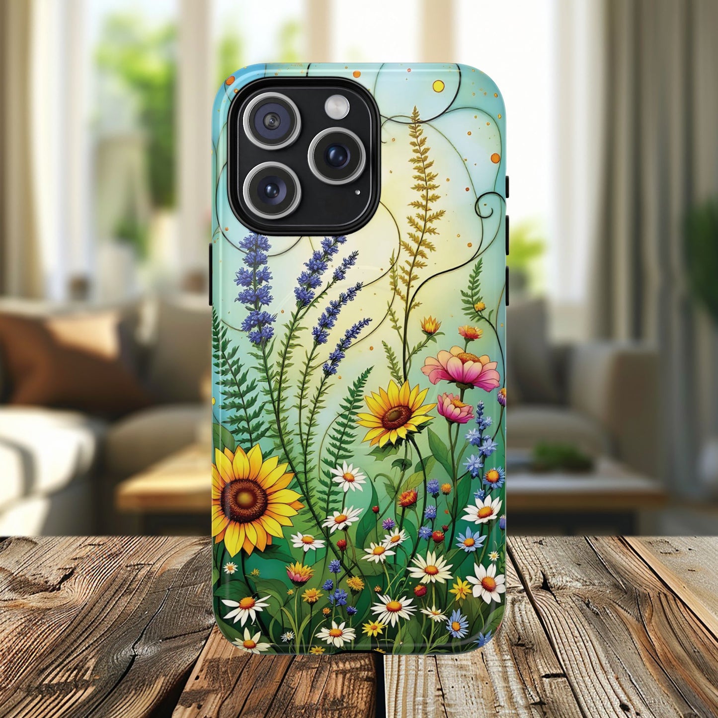 Floral Stained Harmony Glass Tough Magnetic Phone Case | Nature Inspired Design | Durable Protection | Gift for Nature Lovers | Spring Vibe