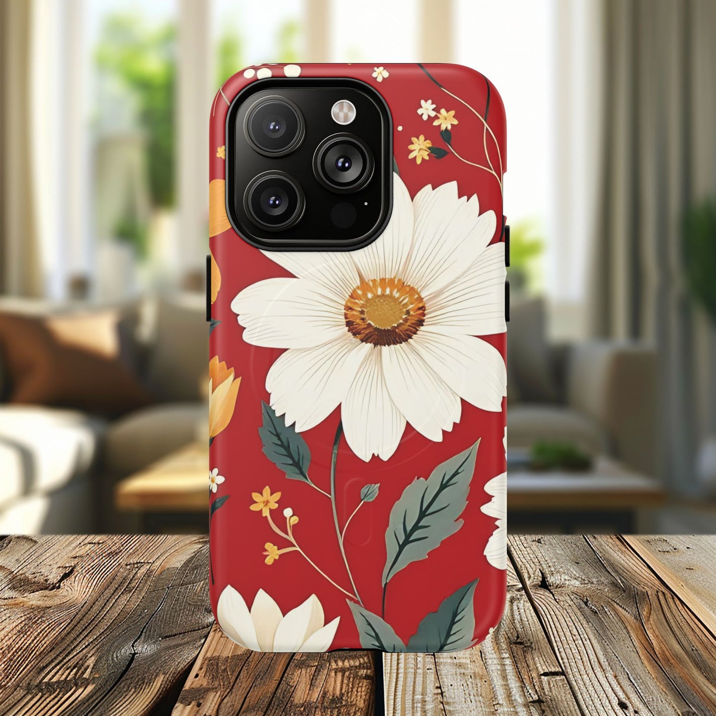 Floral Fusion Tough Magnetic Phone Case | Flower Design, Durable Protective Cover, Gift for Her, Spring Style, Unique Phone Accessory.