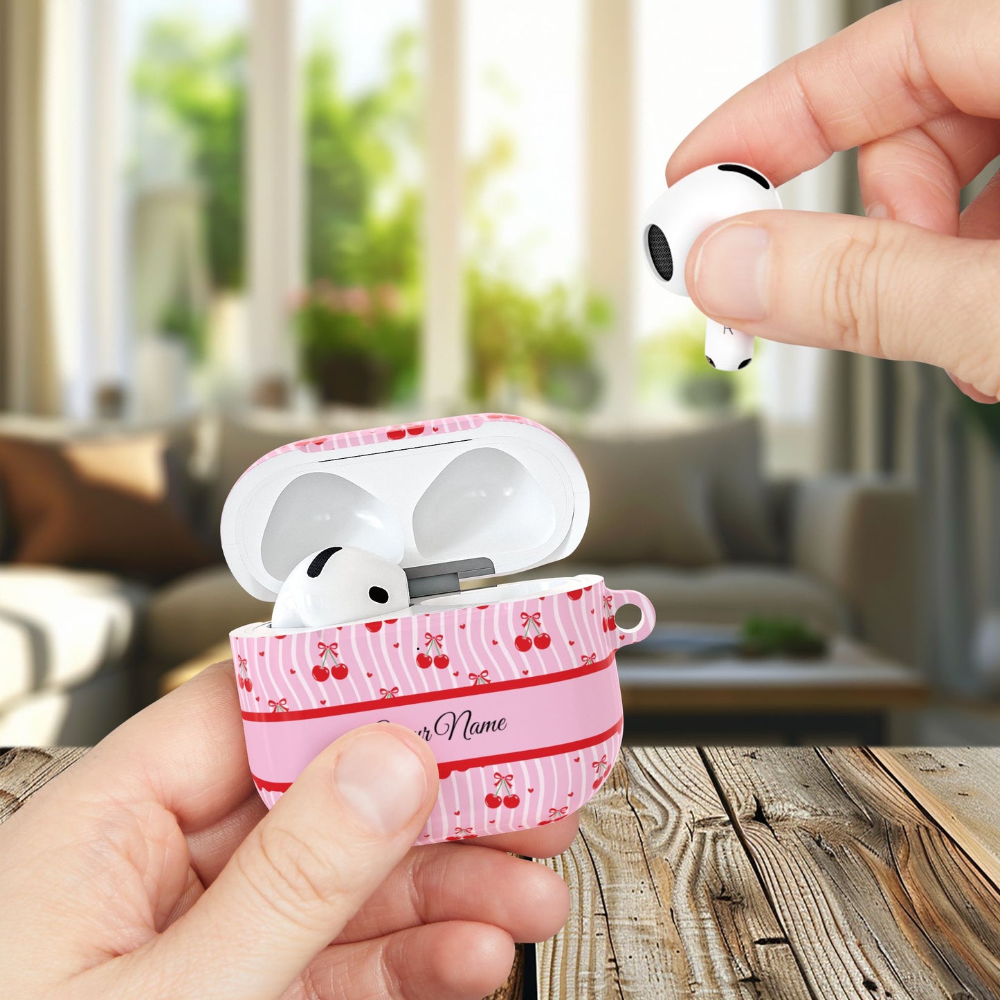 Personalized Cherry Blossom Dreams AirPod Case — Pink Custom Name Charging Cover ,Airpods Pro Gen 1 and 2, Gen 1 to 4.