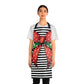 Striped Red Polka Dot Bow Grilling Apron AOP.