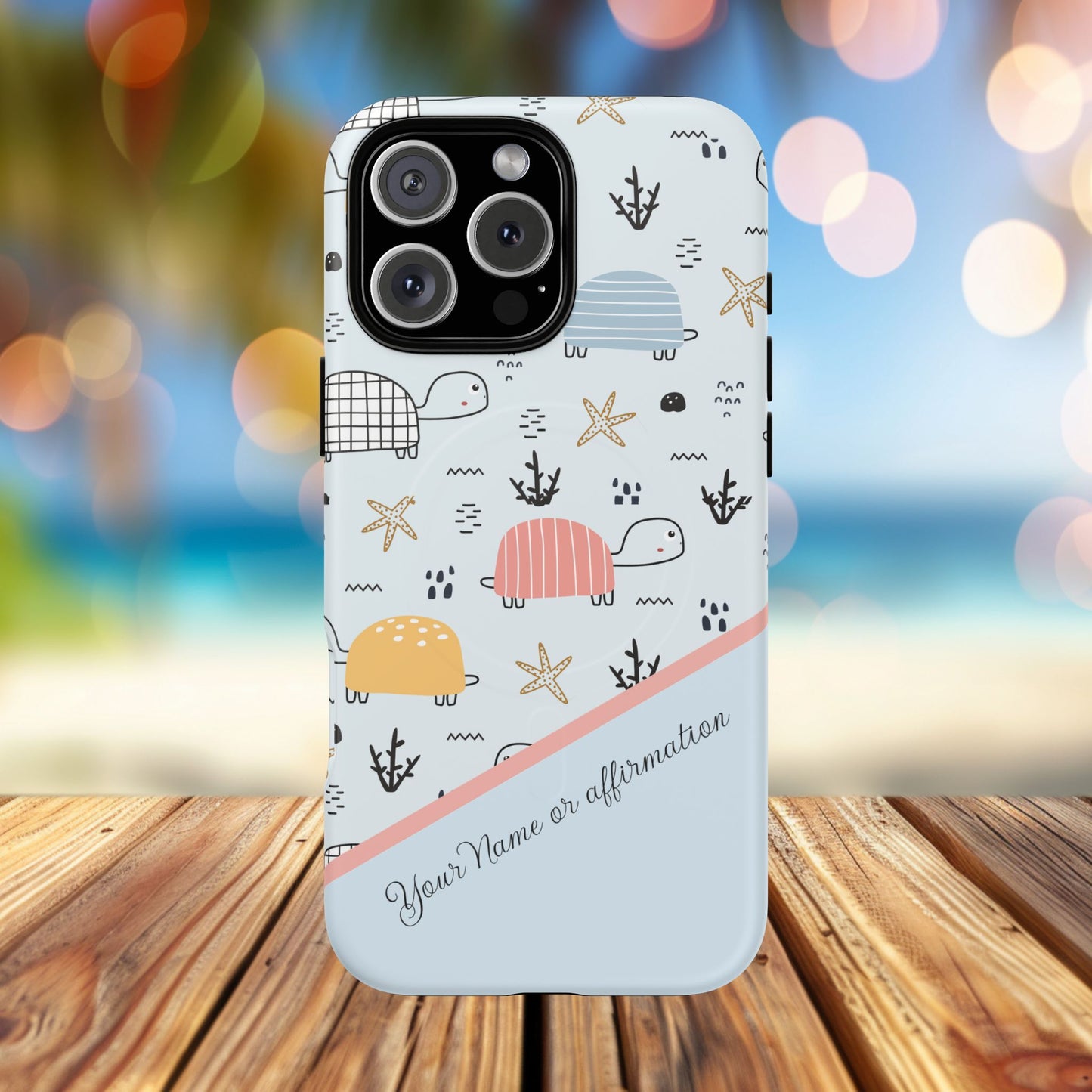 Personalized Cute Turtle Tough Magnetic MagSafe® Cell Cover, Ocean Theme Case, Sea Life Gift for Beach Lovers, iPhone® 13, 14, iPhone 15, iPhone 16, iPhone 17, Pro, Pro Max, Plus Cases.