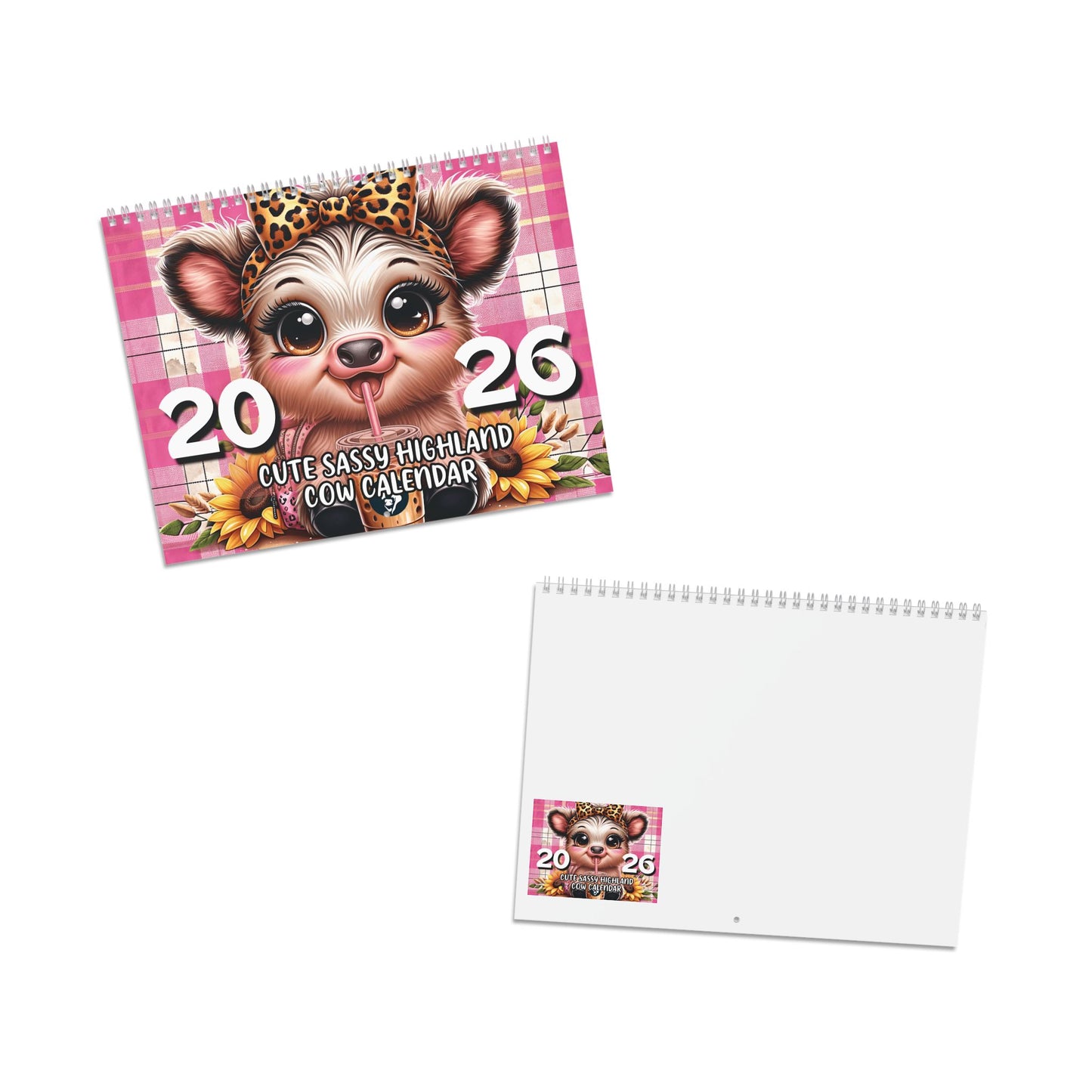 2026 Cute Sassy Highland Cow Wall Calendar – "New Year, Same Caffeinated Queen"