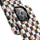 Groovy Checkered Bloom iPhone Case, Tough Magnetic Cases for Women, Stylish iPhone Cover, Trendy Floral Print, Gift for Her, Everyday Accessories