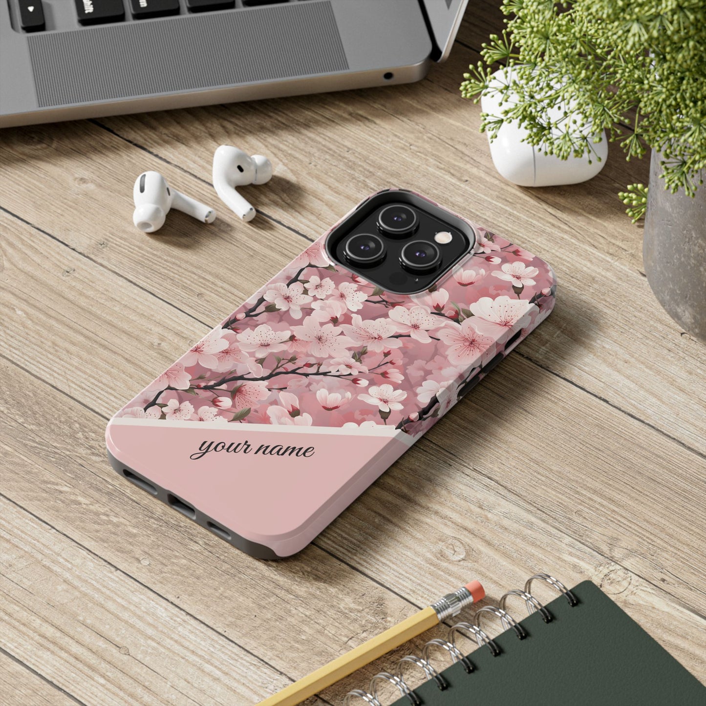 Personalized Cherry Blossom iPhone and Samsung Tough Phone Cases
