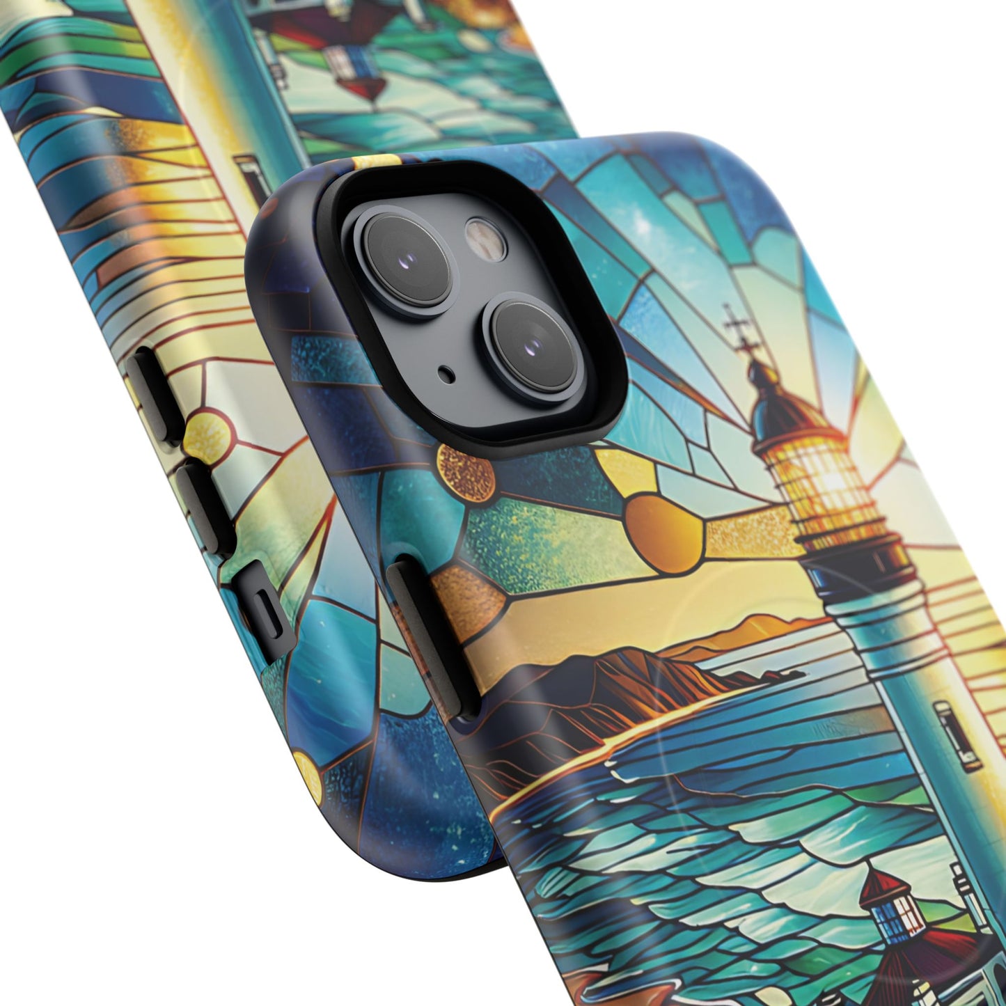 Stained Glass Lighthouse Phone Case - Tough Magnetic Cases, Unique Gifts for Nature Lovers, Beach Vibes, Travel Accessories, Coastal Decor