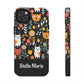 Personalized Whimsical Feline Garden Tough Phone Case — Custom Name iPhone & Samsung