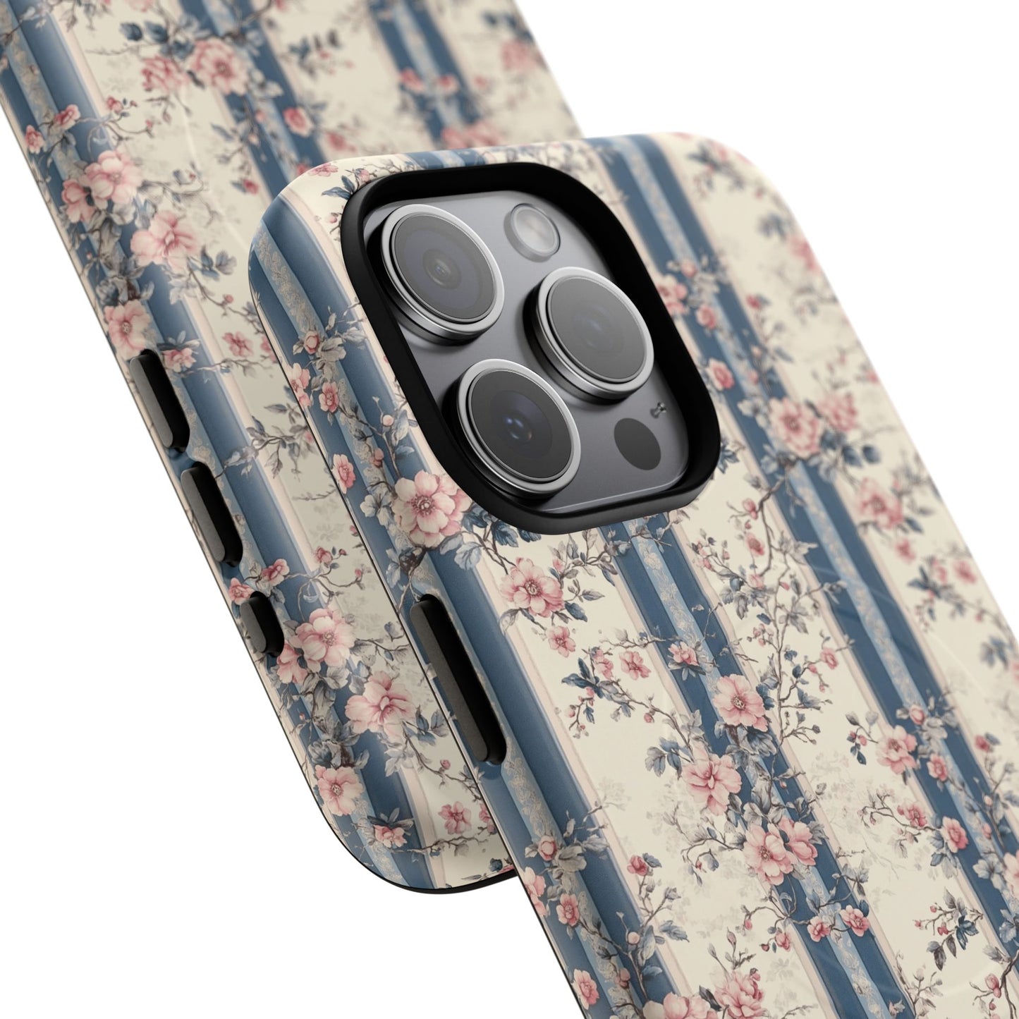 Victorian Rose Stripe iPhone Case, Tough Magnetic Cases for Stylish Protection, Flower Pattern iPhone Cover, Trendy Gift Idea for Her