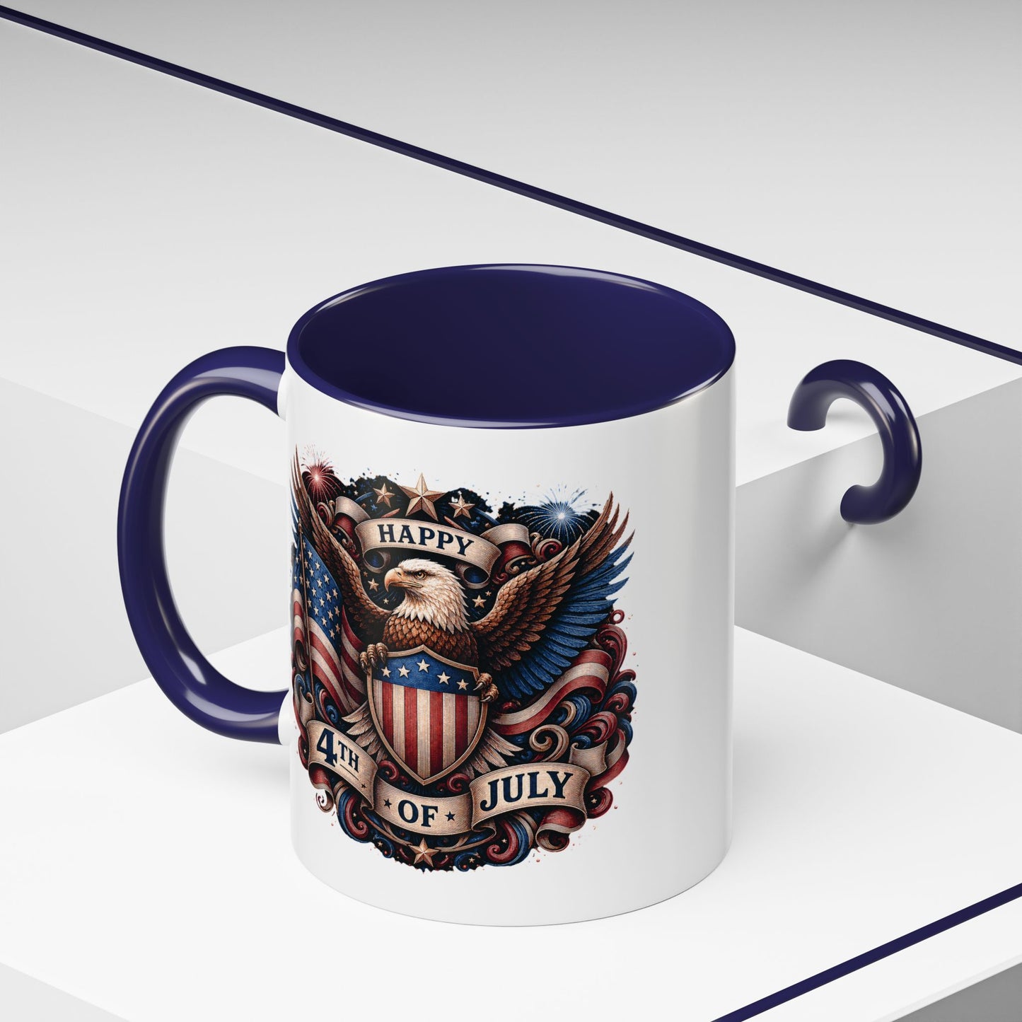 4th of July Eagle Coffee Mug — Patriotic American Flag Accent Mug (11/15oz)