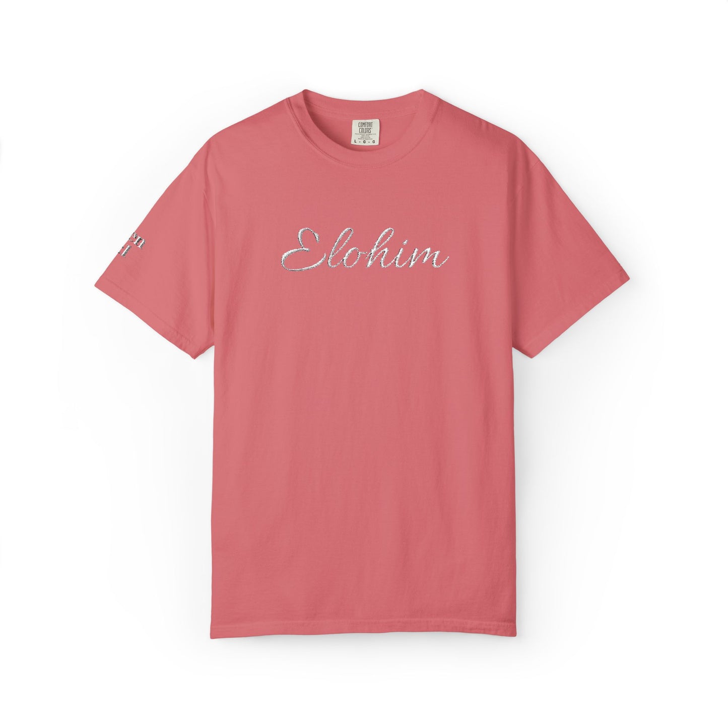 Embroidery 'ELOHIM, GENESIS 1:1' - Faith-Based Unisex Garment-Dyed Comfort Colors T-shirt, Faith Gift Tee, Religious Tee, Embroidery Tee.