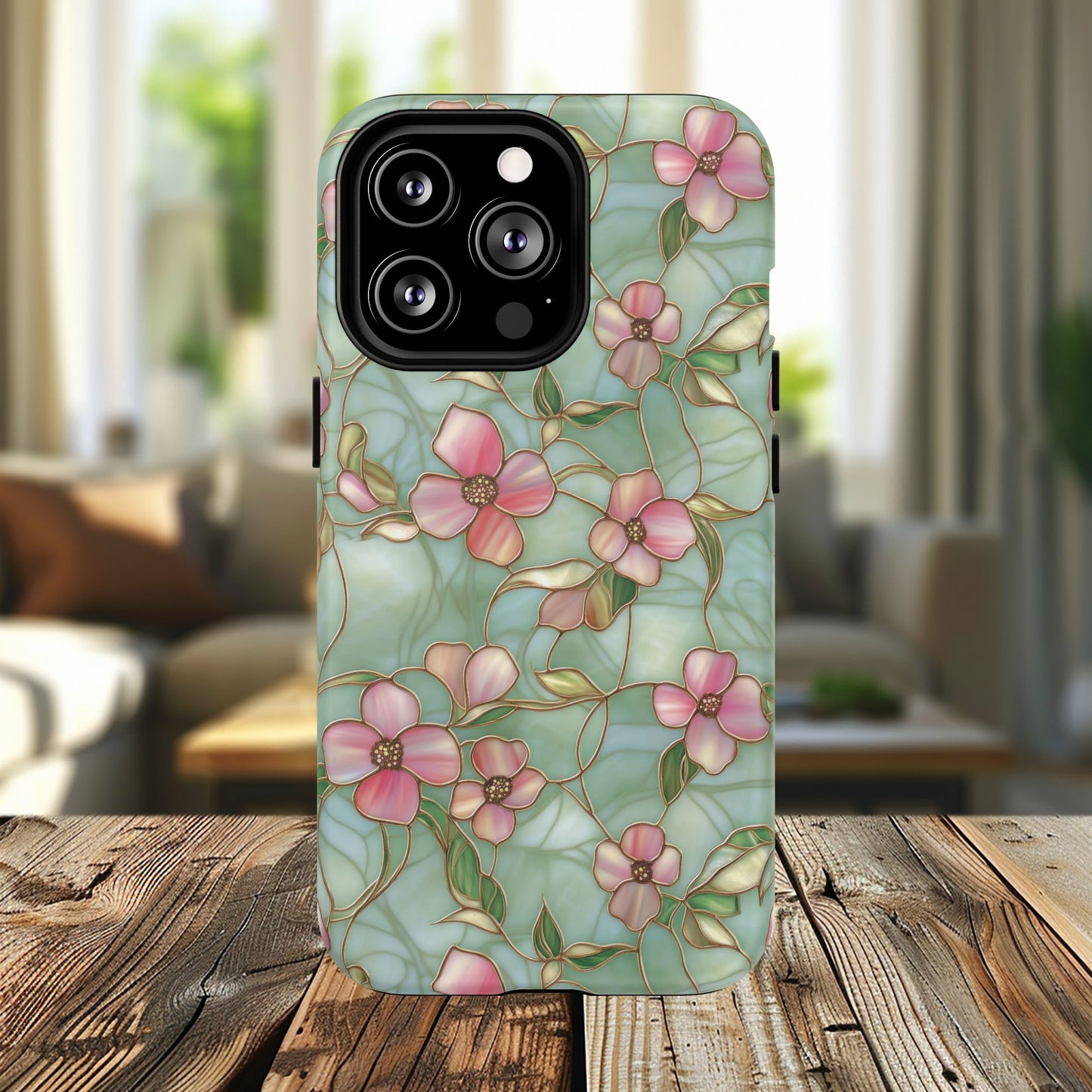 Aqua Bloom Serenity Tough iPhone Magnetic Cases, Cute Flower Design, Stylish Protection, Gift for Her, Trendy Accessories, iPhone MagSafe Accessory.