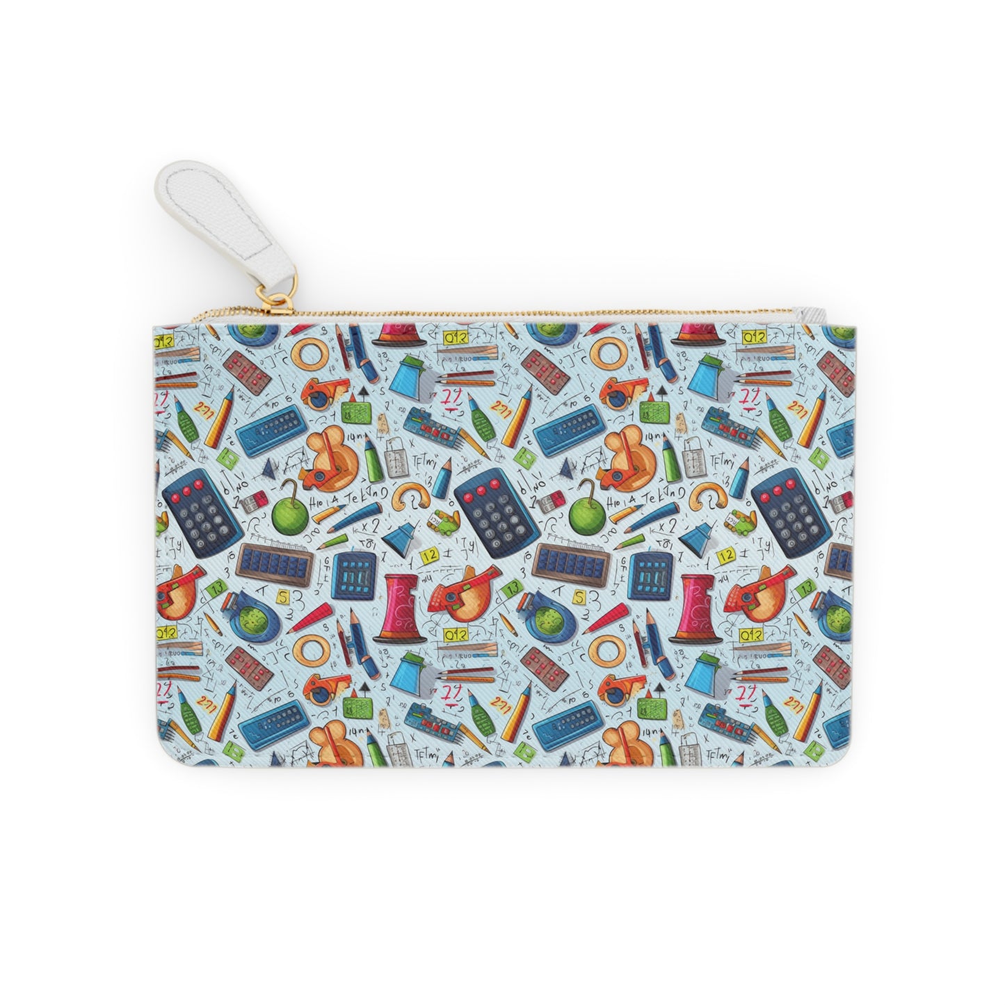 Academic Adventures Colorful Mini Clutch Bag - Fun School Supplies Design