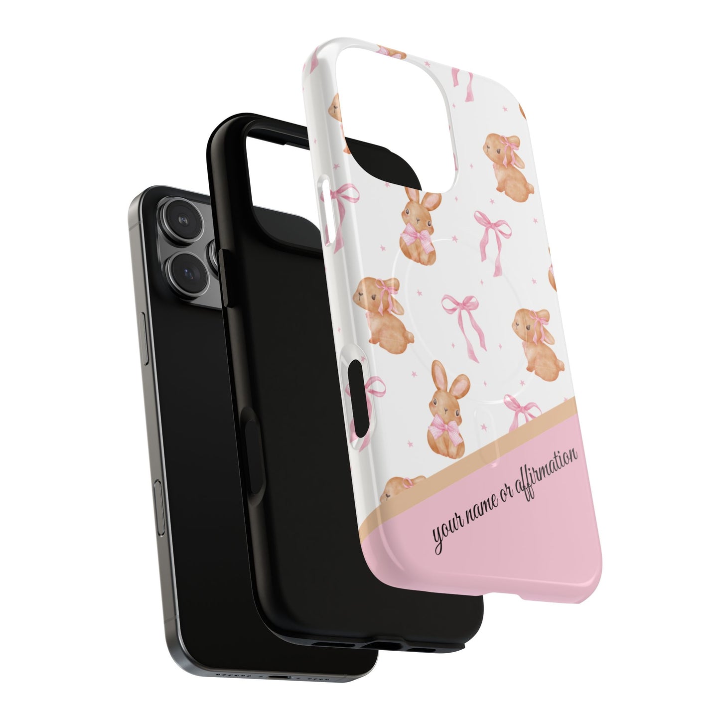 Personalized Bunny iPhone Case - Cute Animal Design, Tough MagSafe® Magnetic Case, Easter Gift, Spring Aesthetic, Kids Accessories