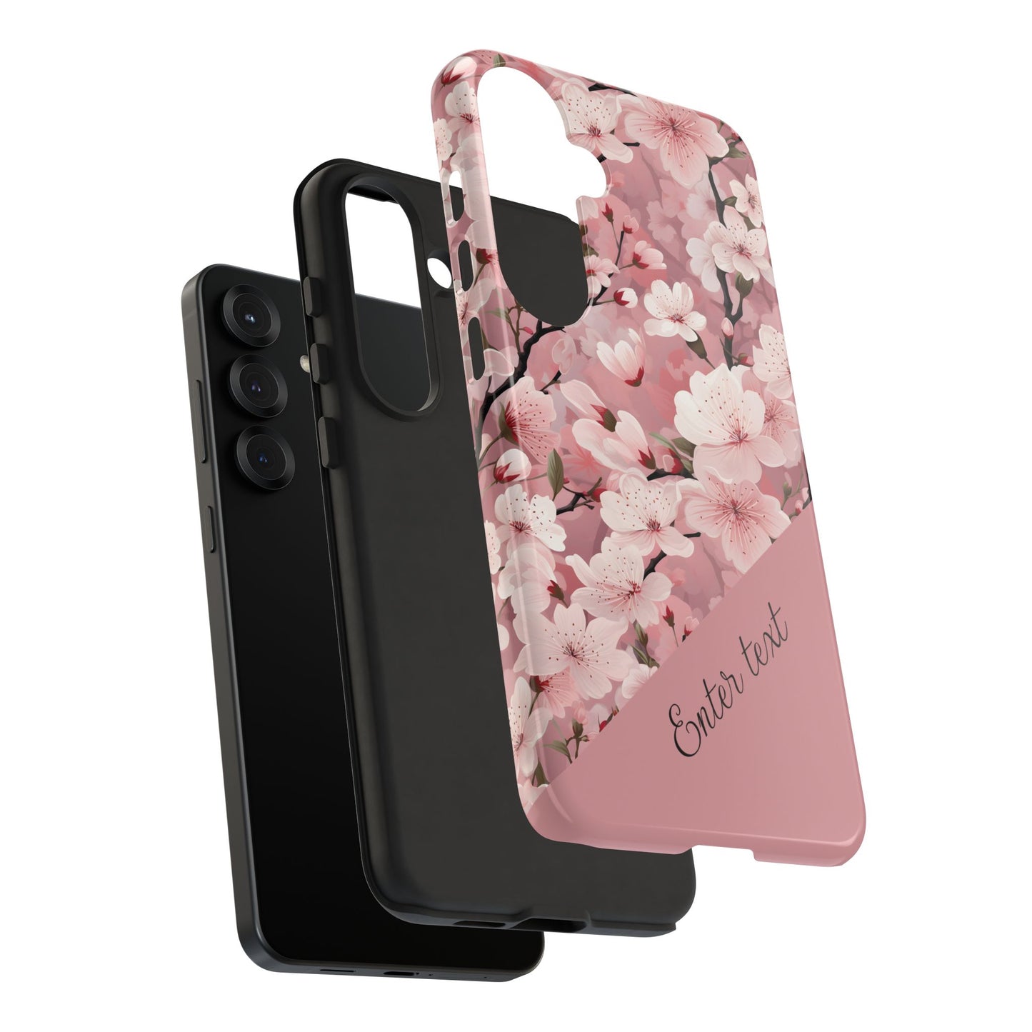 Personalized Cherry Blossom Tough Phone Case — Pink Floral Protective Case for Samsung & Google
