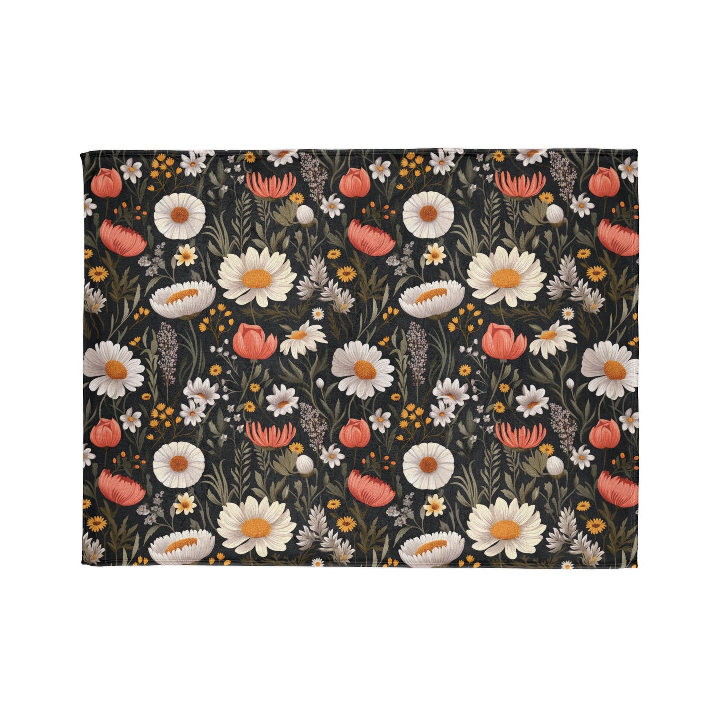 Blossom Elegance: Noir Garden Soft Minky Blanket''