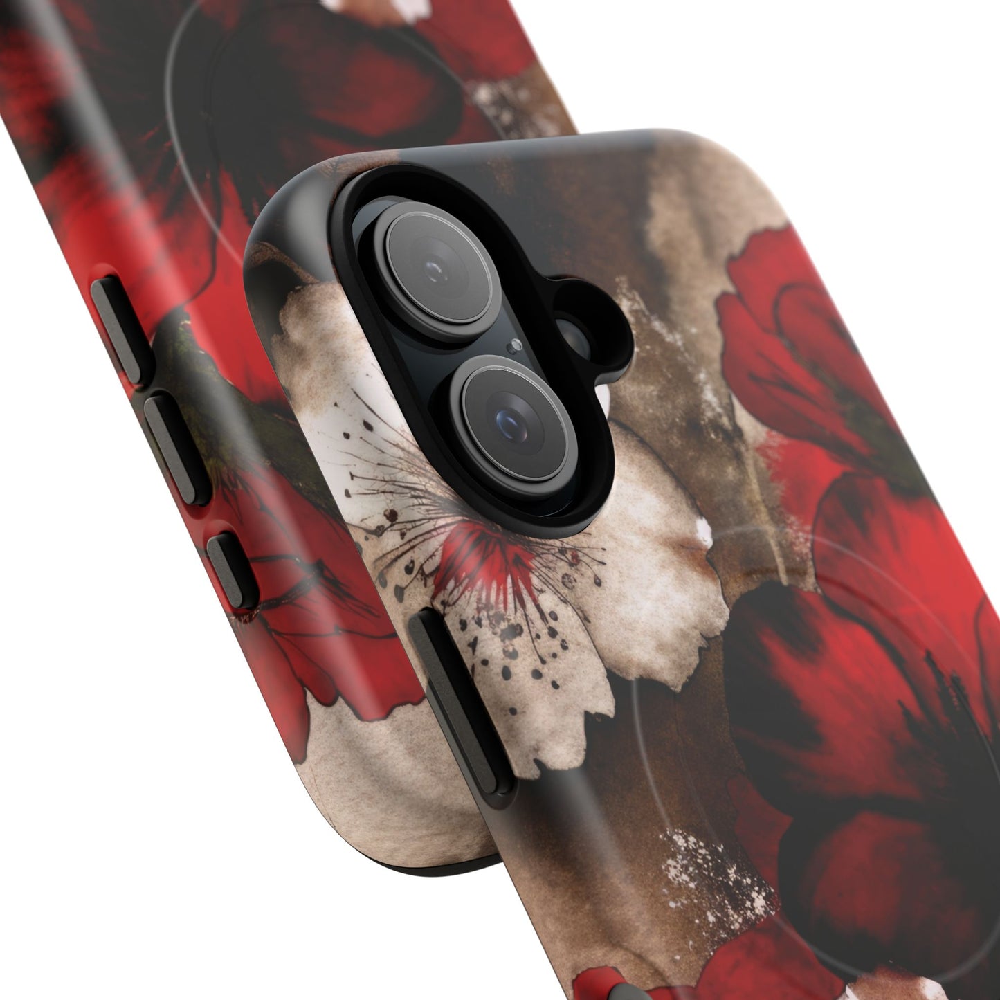 Crimson Noir Tough iPhone Magnetic Cases, Tough iPhone Protector, Stylish Floral Design, Gift for Her, Floral Accessories