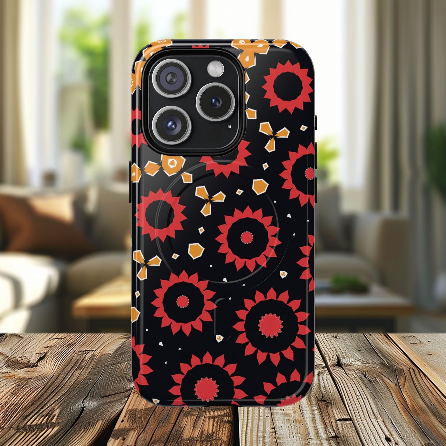Midnight Ember Bloom Tough Magnetic iPhone Case, Bohemian Floral Design, Stylish iPhone Protection, Gift for Her, Trendy iPhone Accessories