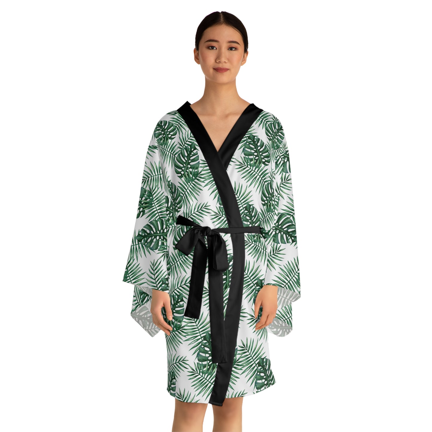 White Tropical Bliss Serenity Kimono Robe (AOP)