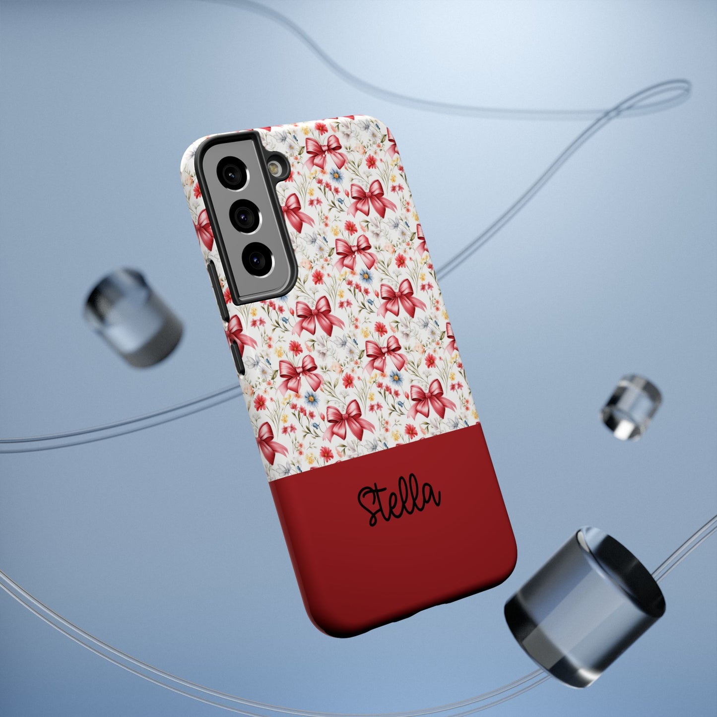 Personalized Rosette Coquette Floral Bow iPhone and Samsung Impact-Resistant Case — Custom Name Case