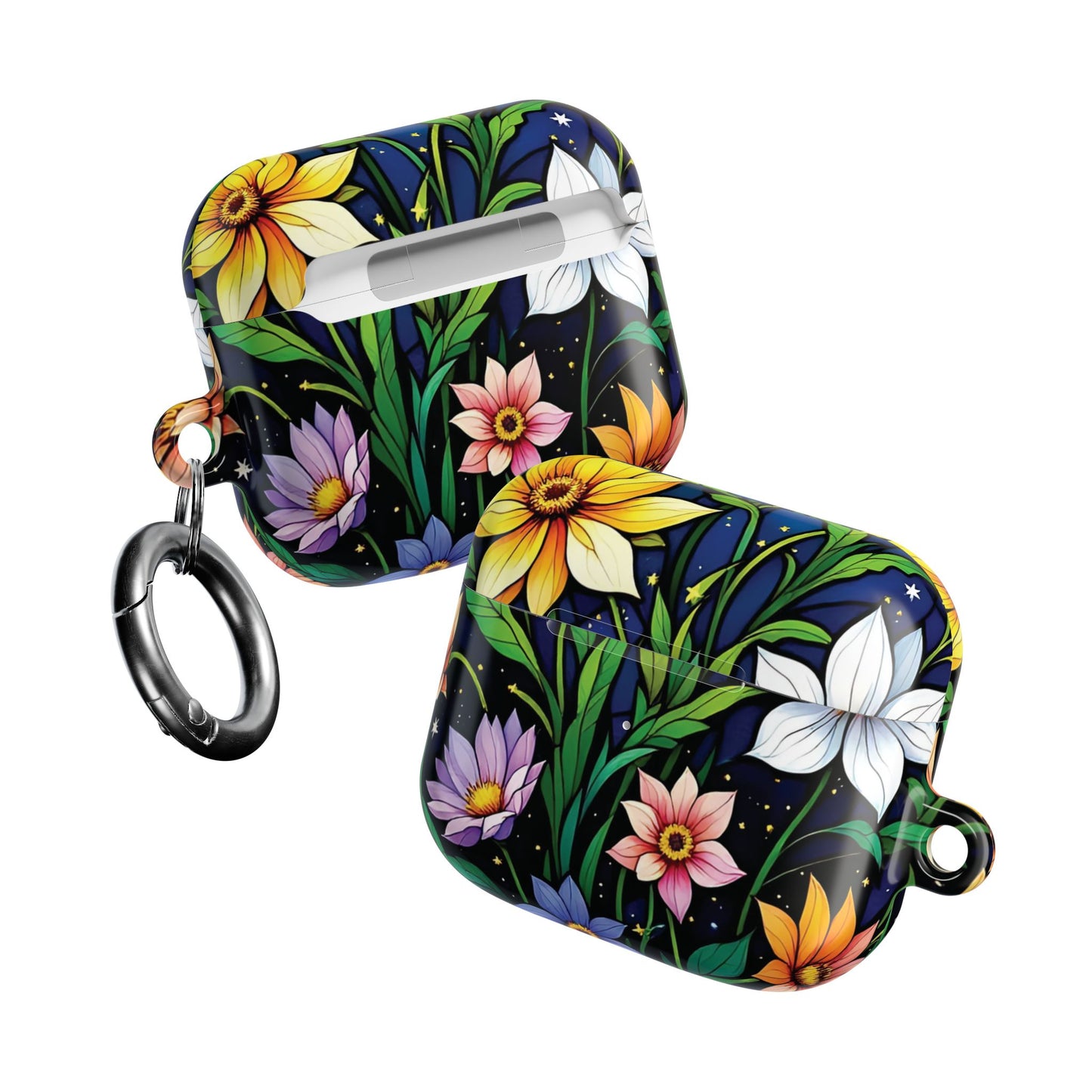 Flower Garden Stained Glass AirPod Case — Colorful Garden Protective Cover- Airpods Pro Gen 1 and 2, Gen 1 to 4.