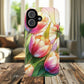 Tulip Glow Tough iPhone Magnetic Case, Floral Design, Spring Gift, Durable Protection, Smartphone Accessories, MagSafe Accessories, Stained Glass Tulip Gift