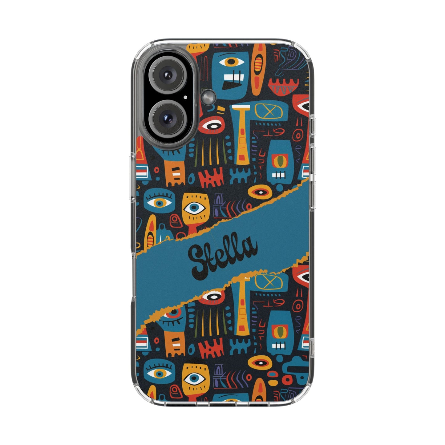 Phone Case — Colorful Abstract Faces Clear Impact-Resistant Case