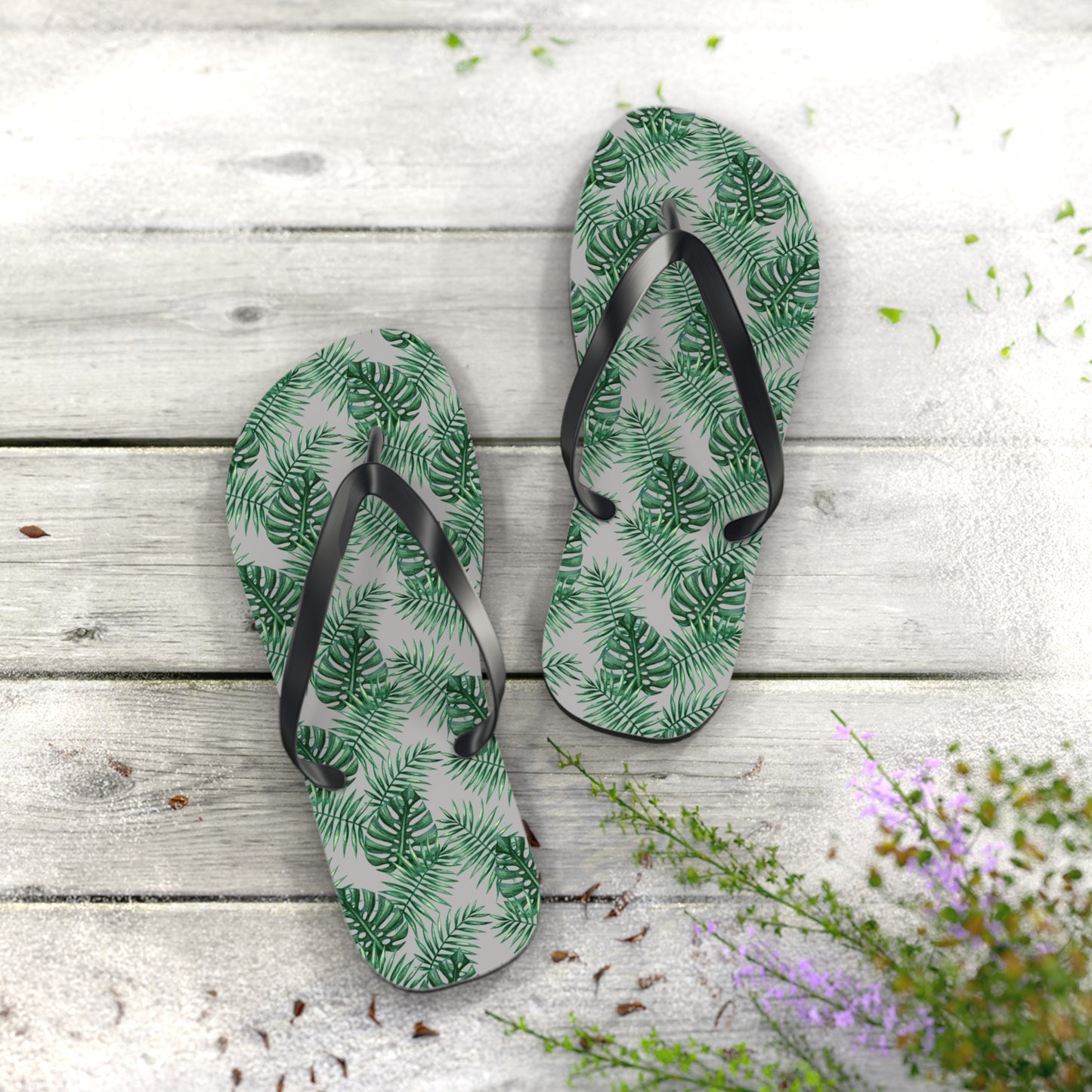 Grey Tropical Bliss Flip Flops