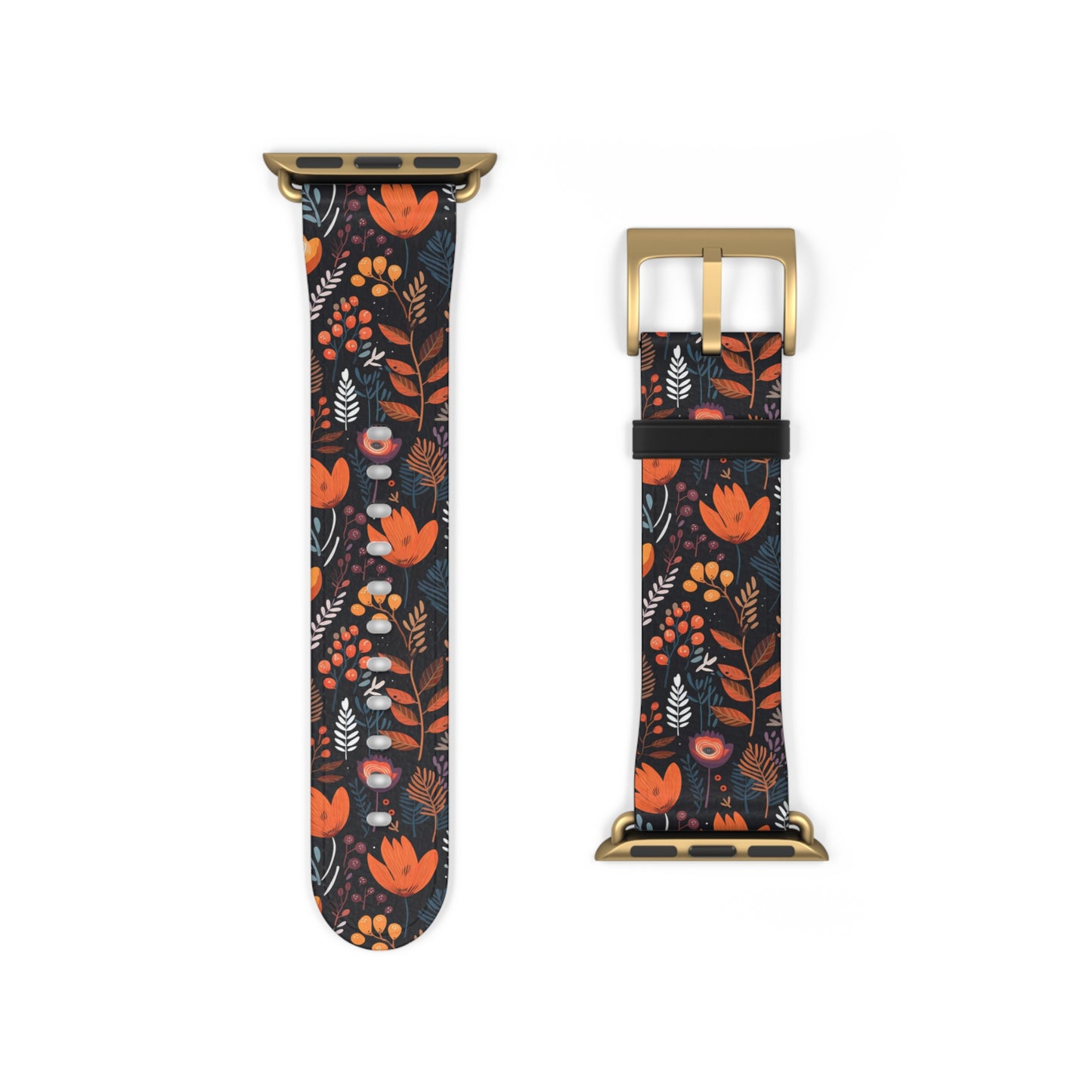Autumn Bloom Floral Patterned Watch Band - Boho Chic Accessory, Gift for Her, Adjustable Strap for Smartwatch, Trendy Wristband, Floral Design.