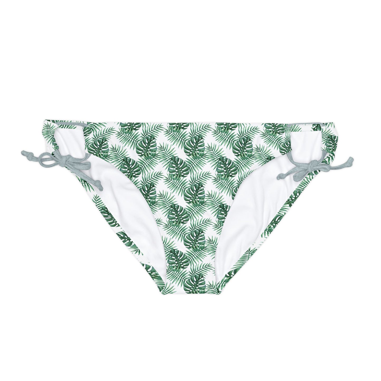 White Tropical Bliss Loop Tie Side Bikini Bottom (AOP)