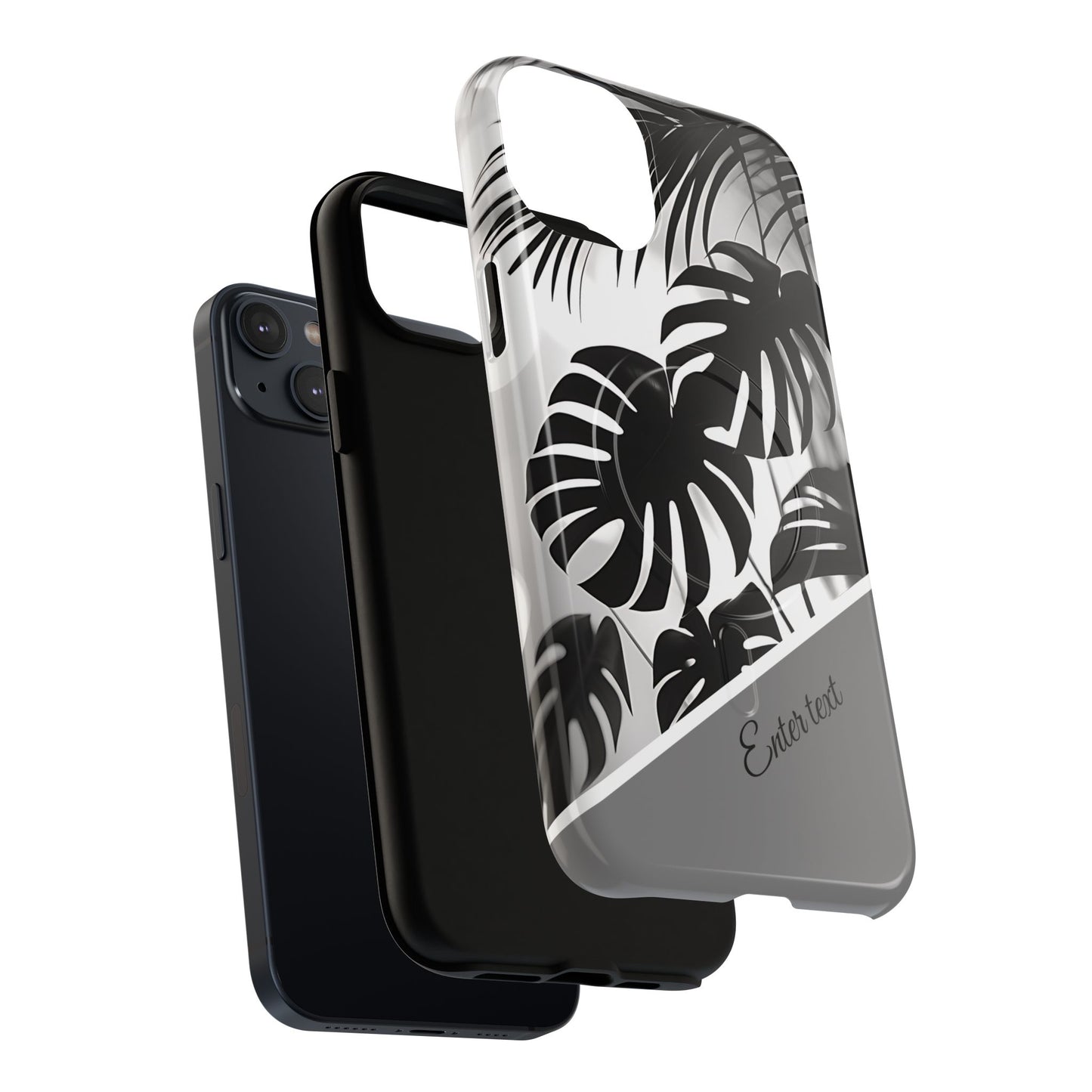 Personalized Monochrome Monstera Tropical Phone Case - Tough Magnetic MagSafe® Cases, Gifts for Nature Lovers, Stylish Phone Accessories, Gifts for Her.