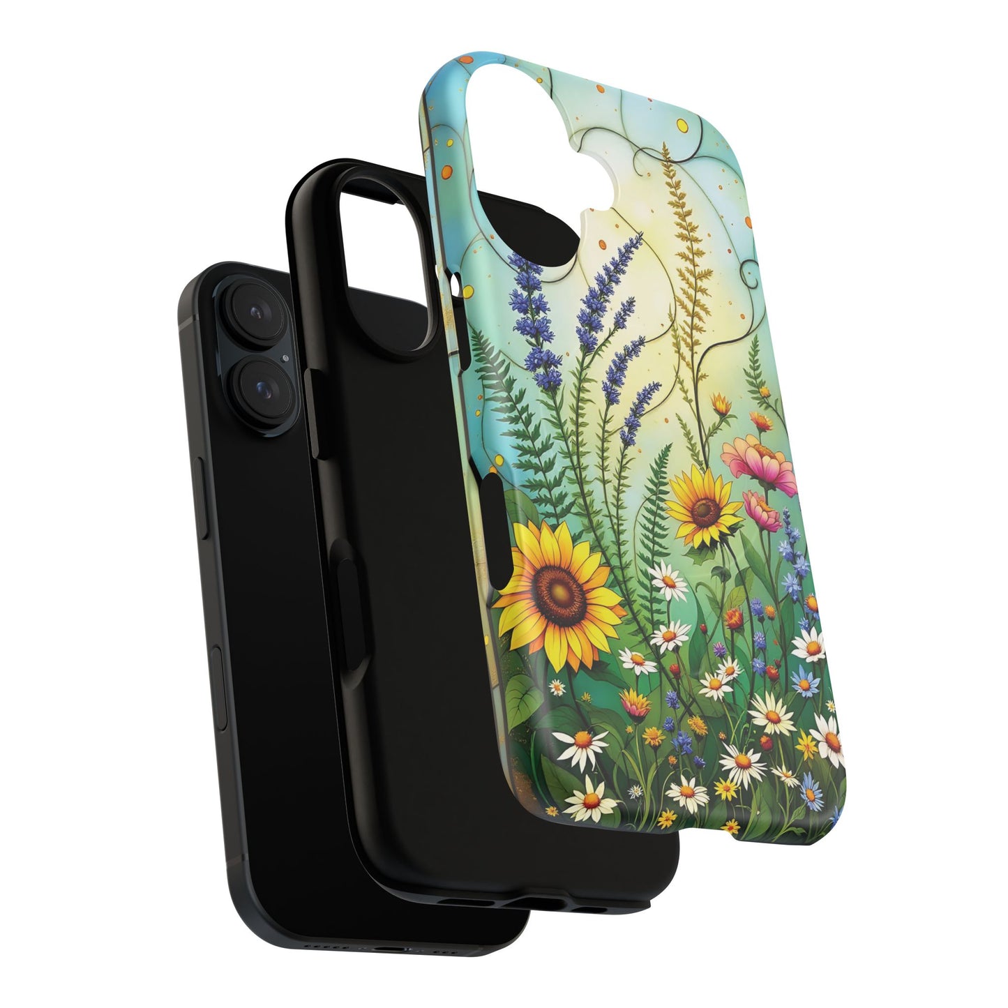 Floral Stained Harmony Glass Tough Magnetic Phone Case | Nature Inspired Design | Durable Protection | Gift for Nature Lovers | Spring Vibe