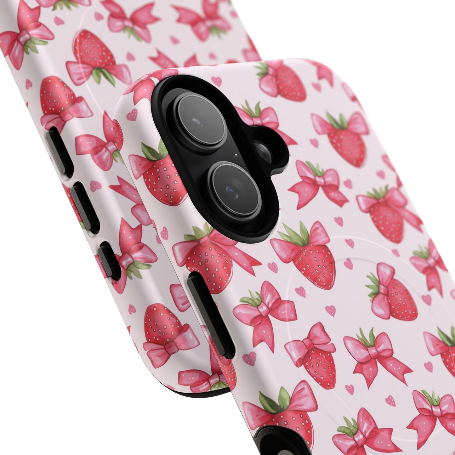 Strawberry Coquette Sweetheart Magnetic iPhone Case, Cute iPhone Cover, Gift for Her, Floral Tech Accessory, Stylish Protection, Mother's Day Gift