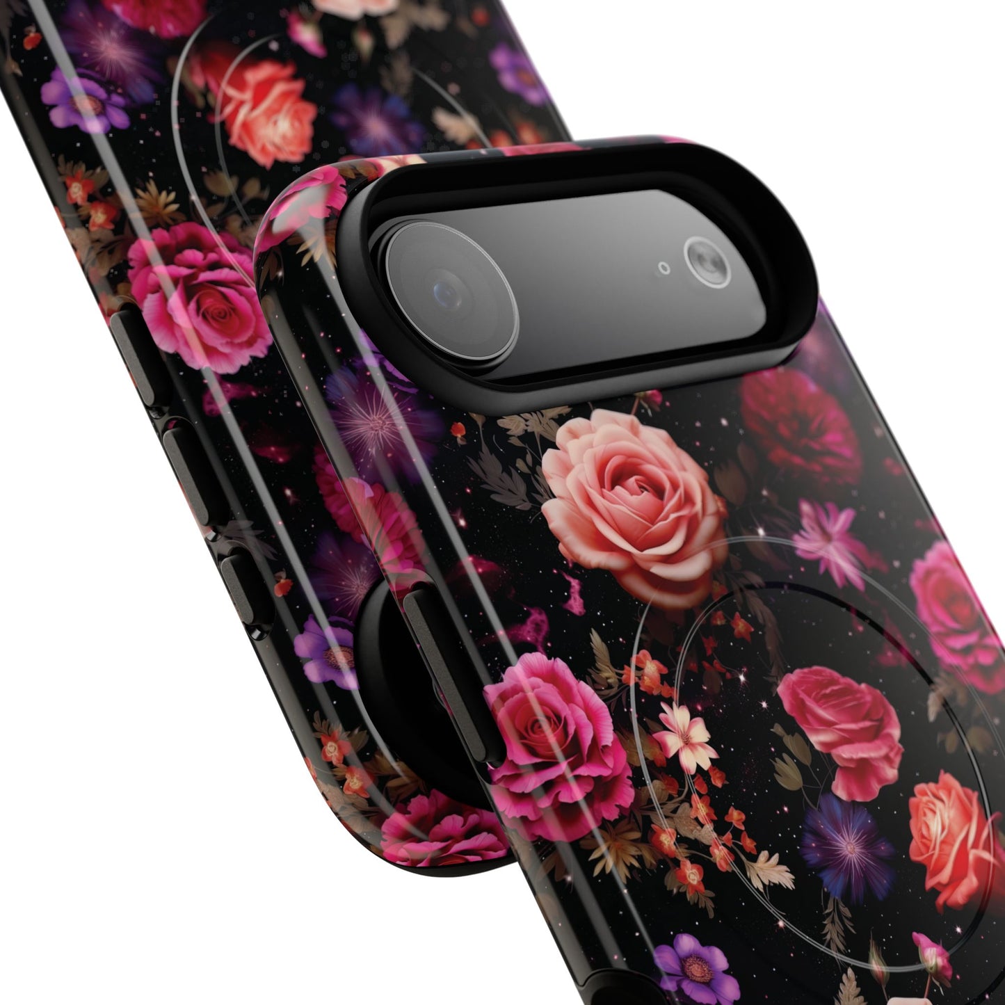 Starry Rose Garden Tough Magnetic Phone Case, Stylish Phone Cover, Gift for Her, Elegant Floral Design, Durable Phone Accessories