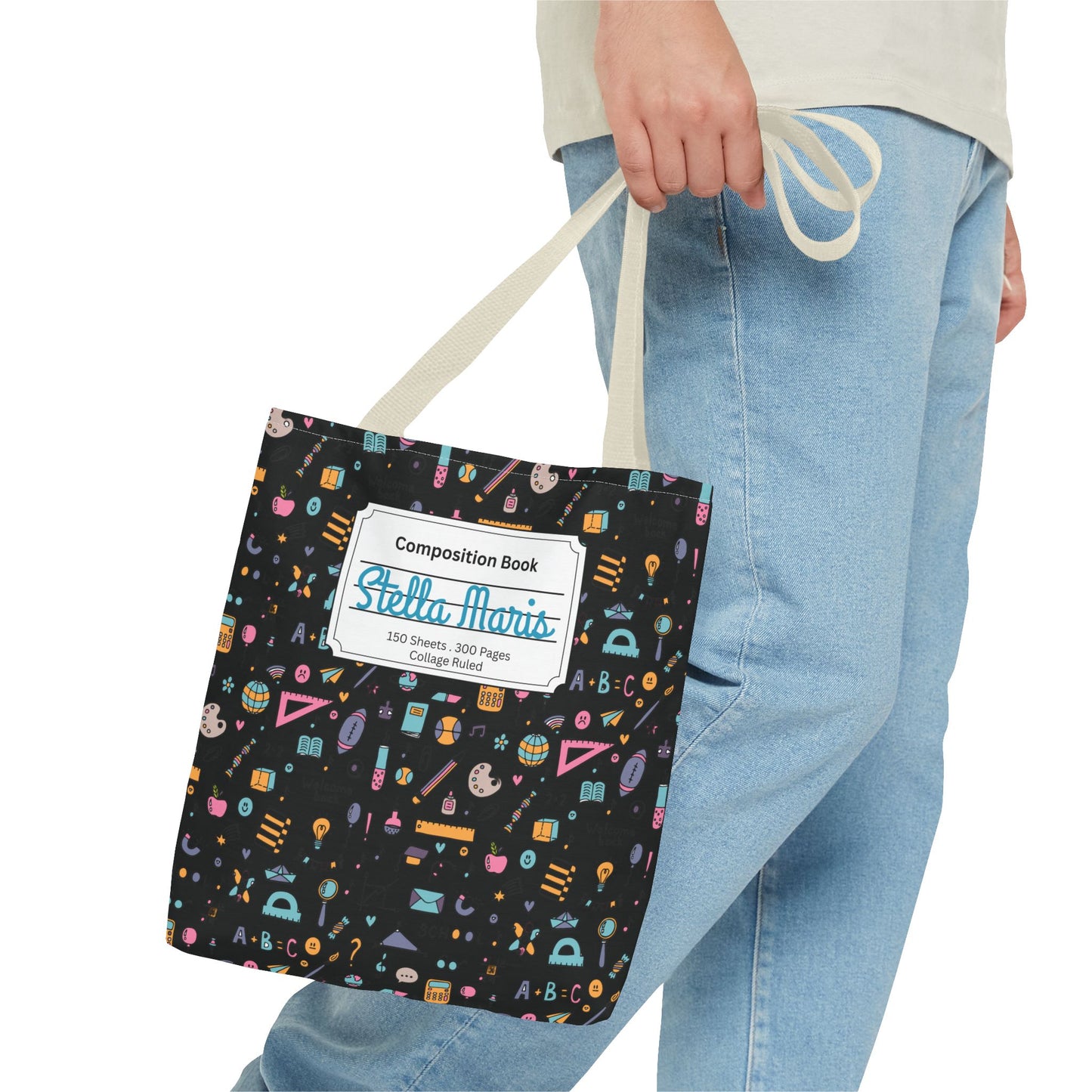 Personalized Chalkboard Chic Composition Book Inspired Tote Bag, Back to School Tote, Teacher Gift, Kids Bag, Custom Name Bag, Educational Accessories, Back to School Tote Bag.