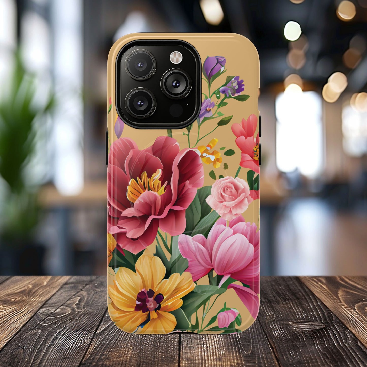 Sunset Botanica Tough iPhone Magnetic Case, Gifts for Her, MagSafe® iPhone® Tough Case, iPhone 13, 14, iPhone 15, iPhone 16, 17, Pro, Pro Max, Plus.