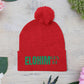 Pom-Pom Knit Cap with 'ELOHIM, GENESIS 1:1'  Embroidery Beanie - Stylish Winter Accessory for All Ages, Perfect Gift for Birthdays, Holidays, and Outdoor Activities