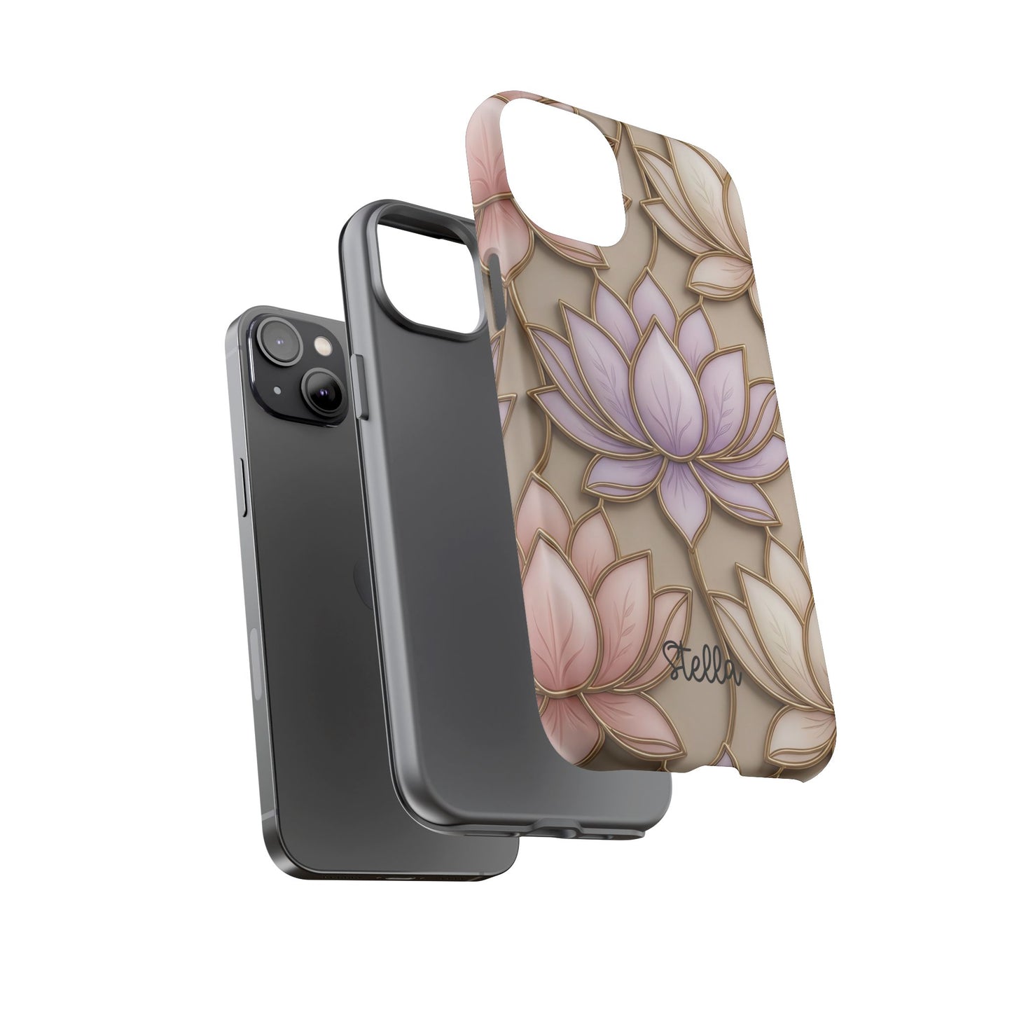 Personalized Lotus Floral Stained Glass Effect Tough Phone Case