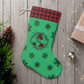 Personalized Buffalo Plaid Santa Stocking – Green Wreath with Name
