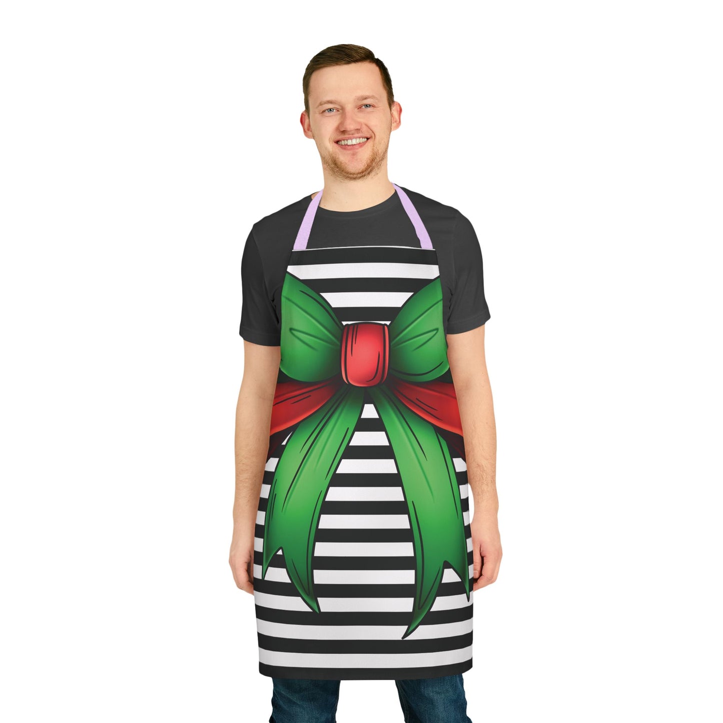 Striped Green Bow Chef's Apron