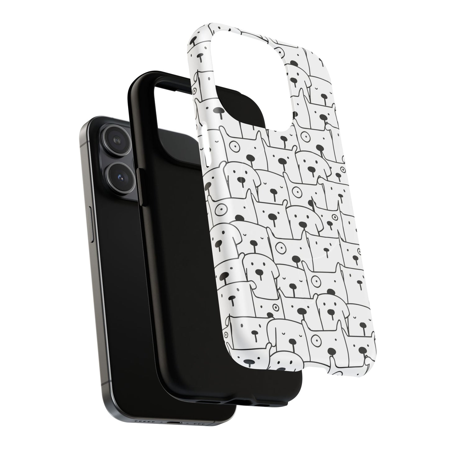 Cute Woof Line-Up iPhone Case, Tough Magnetic Case for Pet Lovers, Stylish Phone Accessory, Gift for Dog Owners, Protective Pet Case