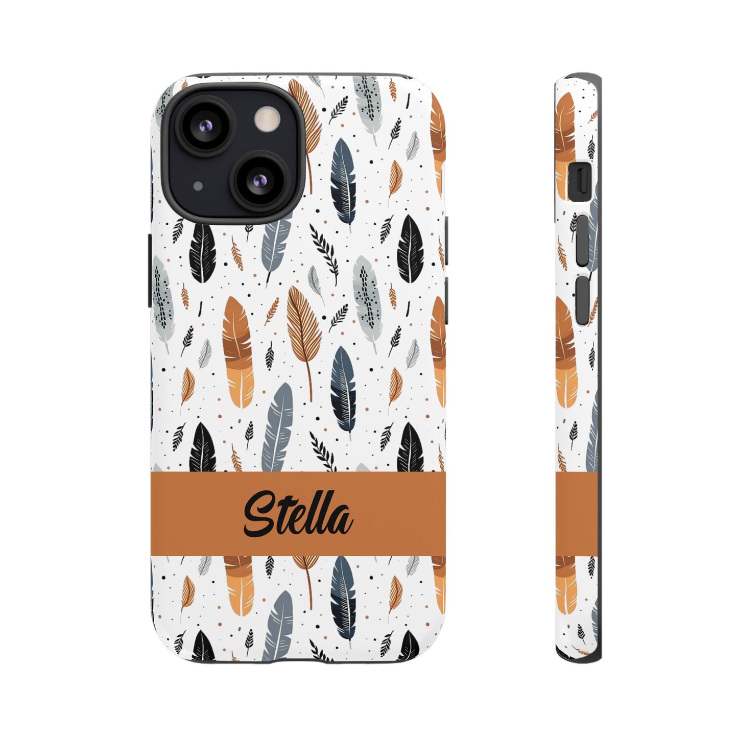 Personalized Whispering Feathers Samsung, Google Pixel and iPhone Case, Custom Name Case.