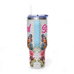 40oz Floral Butterfly Tumbler — Personalized "Name and Affirmation" Vacuum Insulated Cup