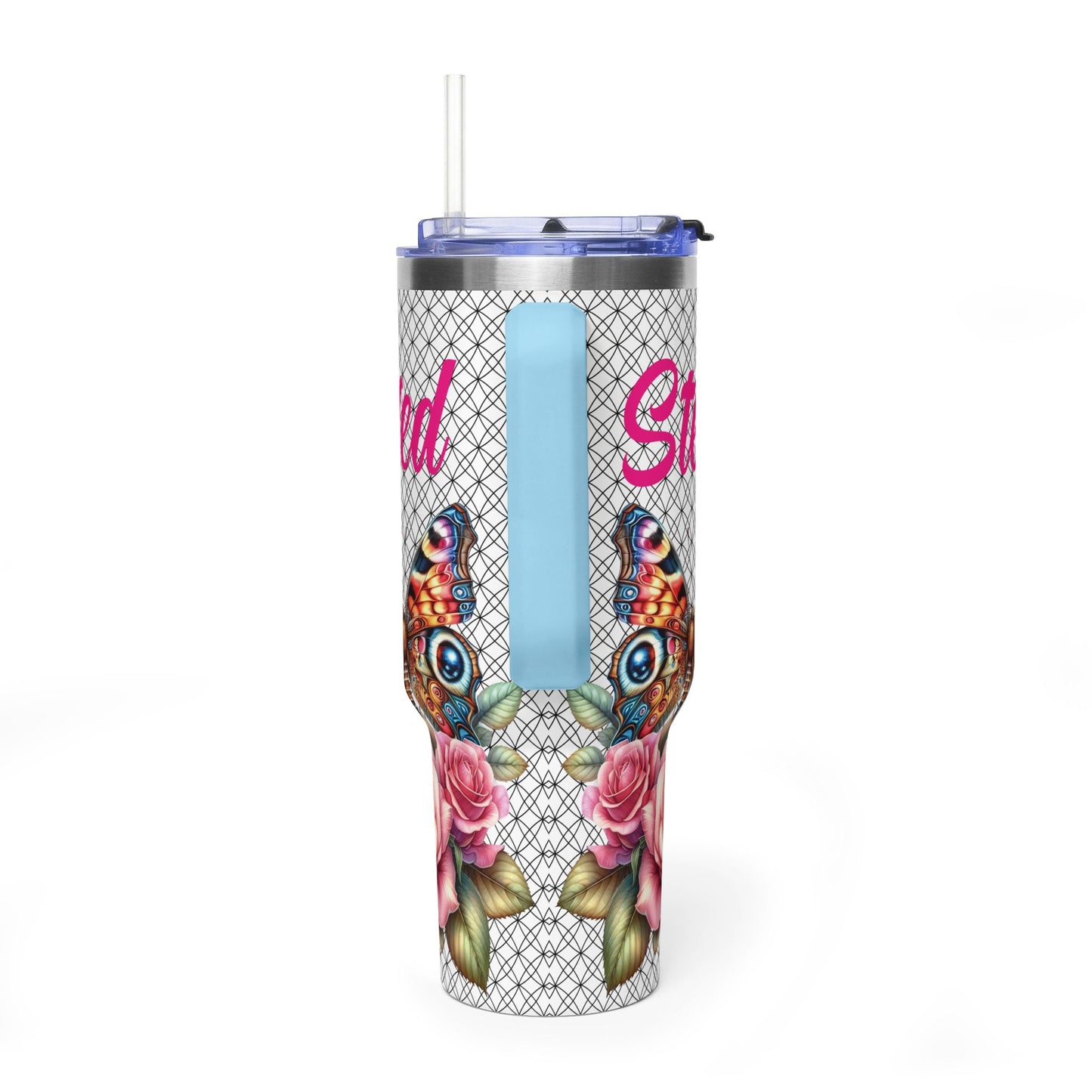 40oz Floral Butterfly Tumbler — Personalized "Name and Affirmation" Vacuum Insulated Cup