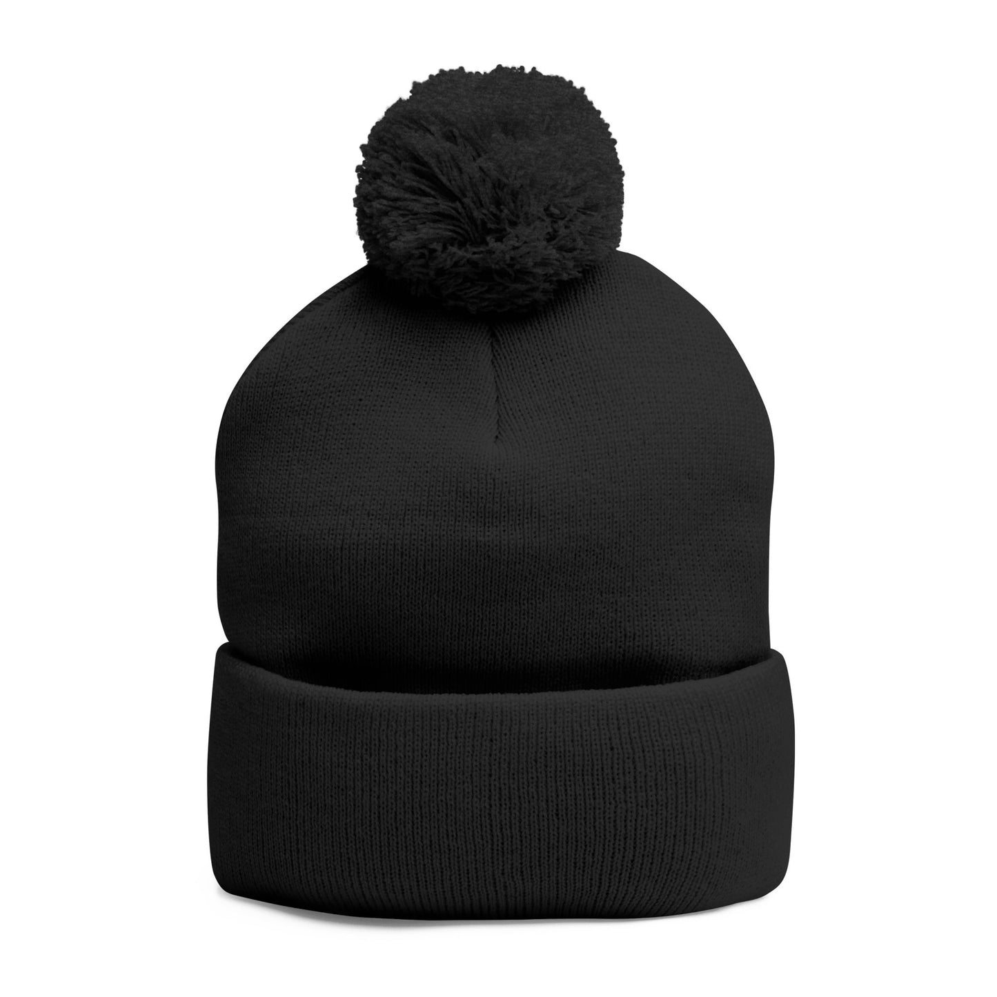 Cozy Pom-Pom Coquette Knit Cap with Embroidered Red Bow