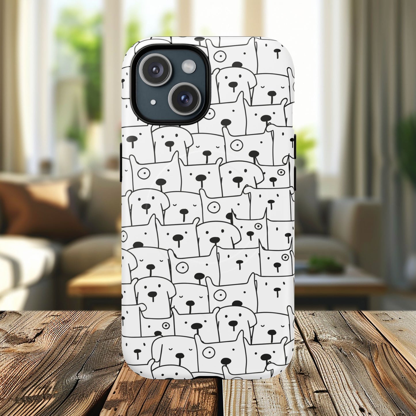 Cute Woof Line-Up iPhone Case, Tough Magnetic Case for Pet Lovers, Stylish Phone Accessory, Gift for Dog Owners, Protective Pet Case