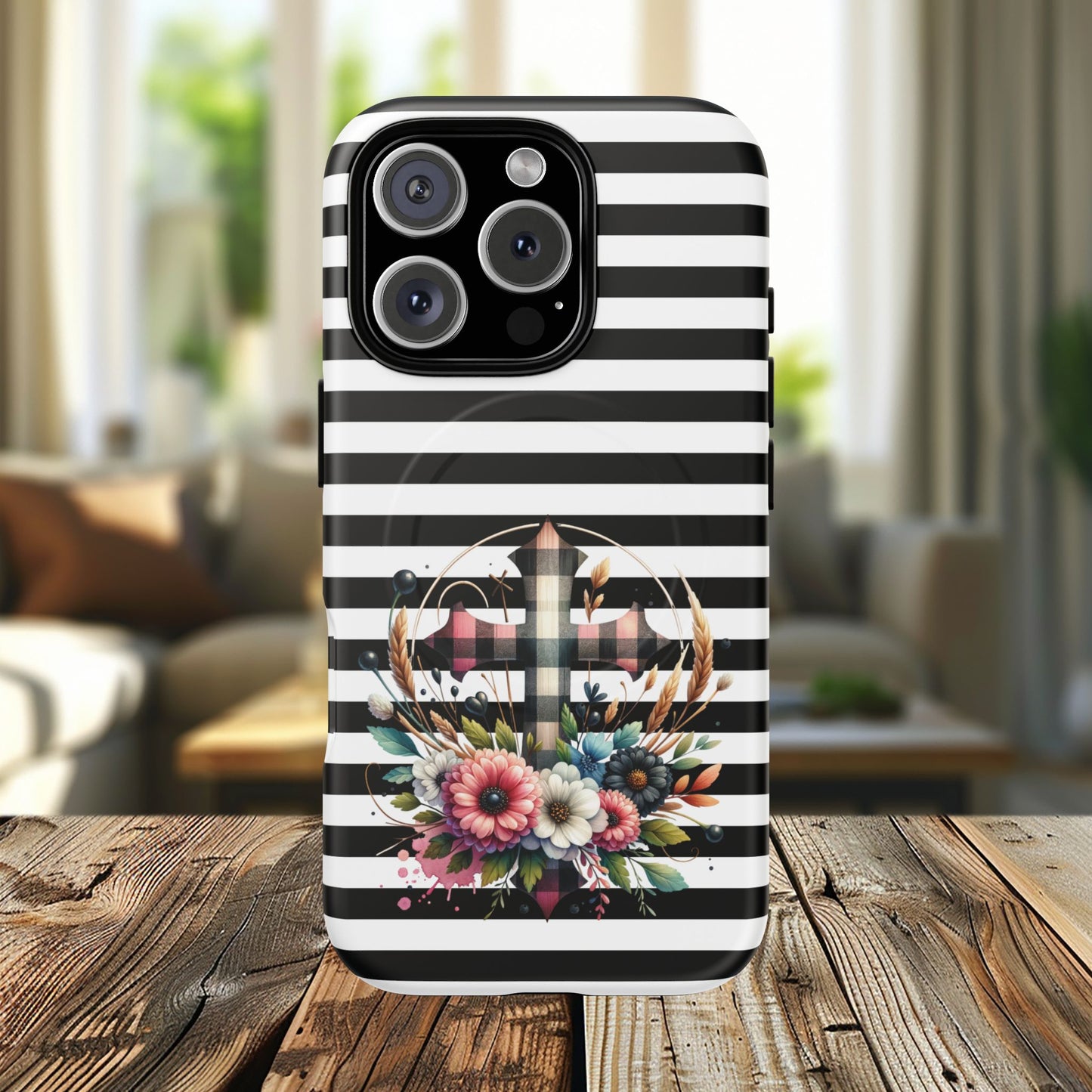 Striped in His Glory iPhone Case, Tough Magnetic Phone Protector, MagSafe iPhone Cover, Durable Case for Everyday Use, Gift for Nature Lovers, Vibrant Design.