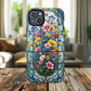 Floral Stained Glass Tough Magnetic Case, Durable Phone Cover, Gift for Nature Lovers, Unique Floral Design, Phone Accessories for All Occasions.