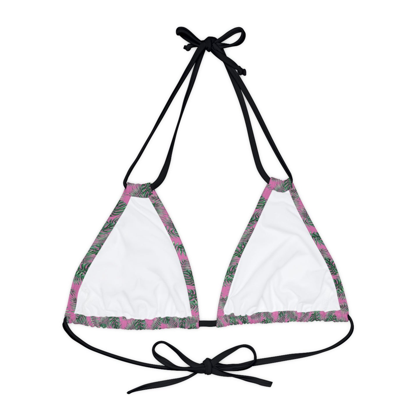 Pink Tropical Bliss Strappy Triangle Bikini Top (AOP)- (PY)